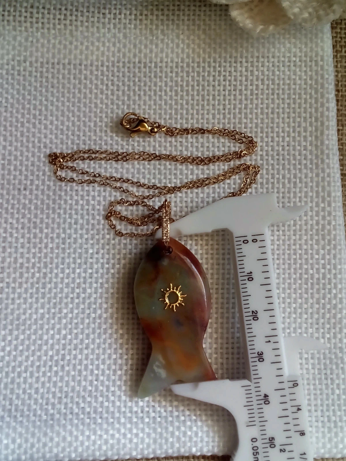 Collier réversible poisson pierre naturelle d'amazonite – photo 3